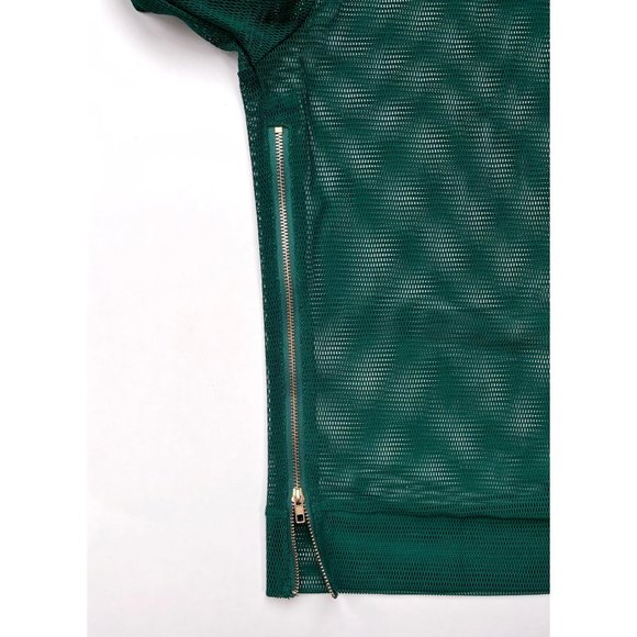 ♦️SOLD♦️FOREVER 21 Green Open-Mesh Hoodie Top NWOT - Picture 6 of 8